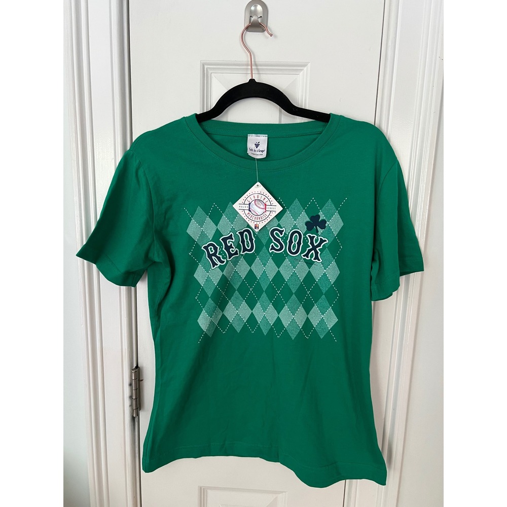 Soft As A Grape Boston Red Sox St Patricks Day Argyle Green T-Shirt Women Medium